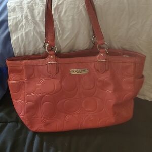 Coach Pink Gallery Embossed Shoulder Bag